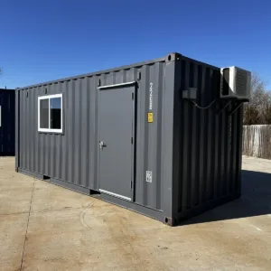 20ft x 20ft Slate Gray Shiplap 120V Shipping Container Office Minisplit - Colli Trans Containers