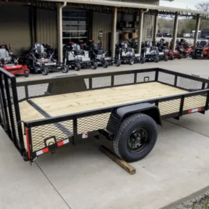 6.4×12 Dovetail Utility Trailer with 1ft Mesh Sides 3,500lb Axle