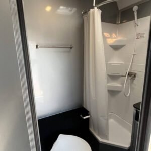 Enclosed Car Trailer 2025 34ft. w/Large Corner Bathroom, Electric Awning, Aluminum Wheels, & More! 0178