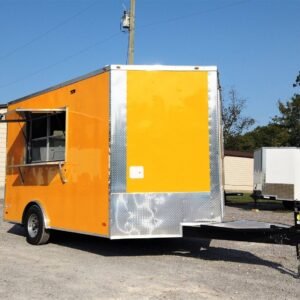 8.5′ x 12′ Yellow Concession Food V-Nose Trailer