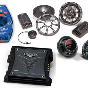 HA-A400.4 Alloy 4 Channel 800W Range Speaker Sub Amplifier, Kicker 46CSC54 5 1/4" Coaxial Range Stereo Speakers and Kicker 43DSC