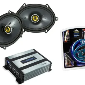 HA-A400.4 Alloy 4 Channel 800W Range Speaker Sub Amplifier, Kicker 46CSC684 6x8" 5x7" Coaxial Range Stereo Speakers and SoundQue