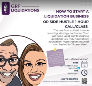 How to start a liquidation business or side hustle- pre-recorded course- link to view in confirmation email!