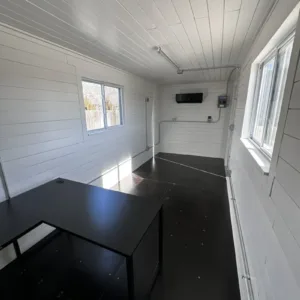 20ft 20’ Slate Gray Shiplap 120V Shipping Container Office Mini Split, slate 20ft shipping container for sale at AnchorBox (view 3)