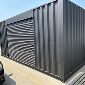 20ft Used Shipping Container - Matte Black w/ 12’ Side Roll-Up Door, 20ft used shipping container for sale at AnchorBox (view 4)