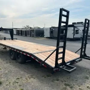 BWise 8.5 x 24 Gooseneck Equipment Trailer Ladder Ramps, 8.5x24 equipment trailer for sale at AnchorBox (view 2)