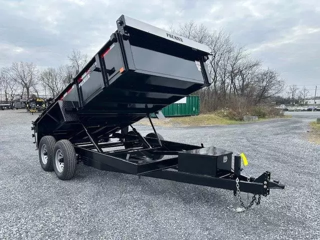 Premier 7 x 14 Low Profile Dump Trailer New Premier 7 x 14 Dump Trailer for sale at AnchorBox Containers