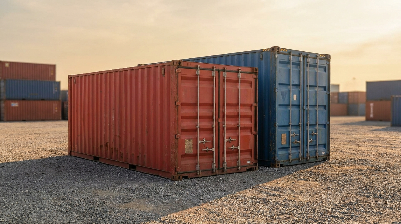 what is a high cube container, standard and high cube shipping containers side by side showing height difference